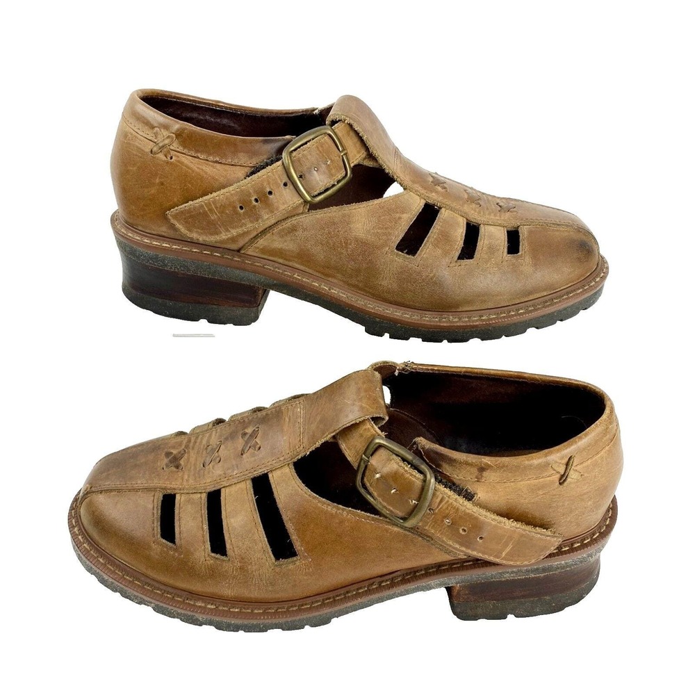 90s Skechers Nubuck Leather Loafers Womens 9.5 B Brown Flats Original Footwear - Picture 3 of 11